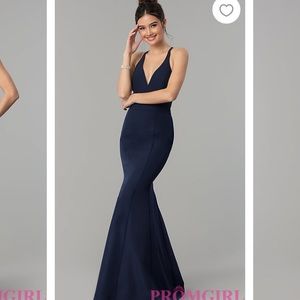 PromGirl Navy Blue Mermaid Dress